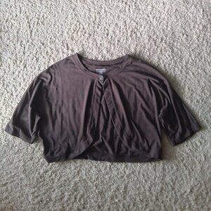 Vintage Y2K Venezia Dark Brown One Button Shrug Bolero SIze 14-16